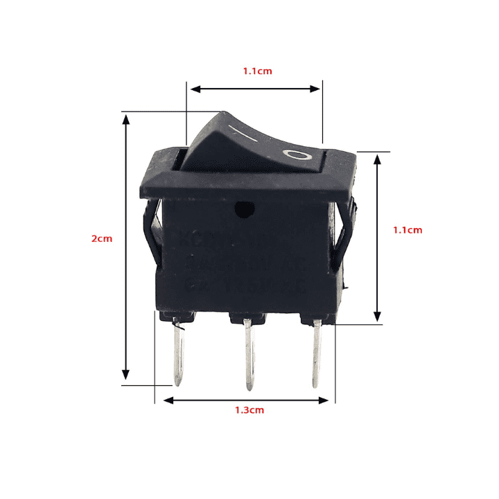 6 A 250V 3 pin SPDT ON-OFF Rocker Switch (JL MRS 102 BK)