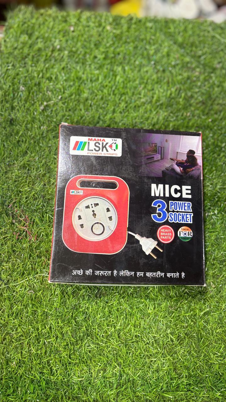 LSK MAHA™ MICE 3-Way Universal Socket Heavy Duty Extension Board / Power Strip