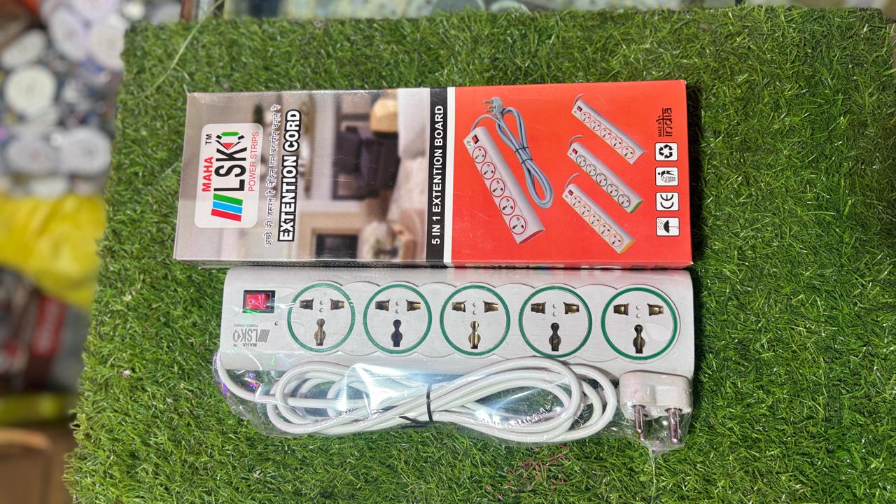 LSK MAHA™ 5-in-1 Universal Power Strip | 6A 240V Heavy Duty Extension Cord with Short-Circuit Protection