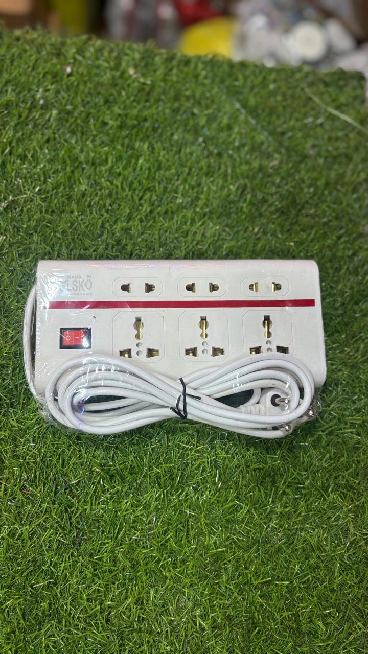 LSK MAHA™ 6-in-1 Universal Power Strip | Heavy Duty 6 Socket Extension Board with Master Switch