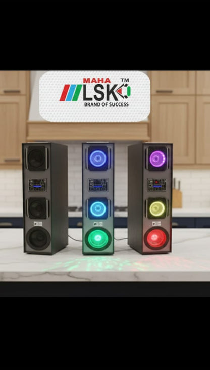 Maha LSKO DJ Mini 30000W PMPO Tower Speaker with TWS, Disco LED Lights & HI-FI Bass