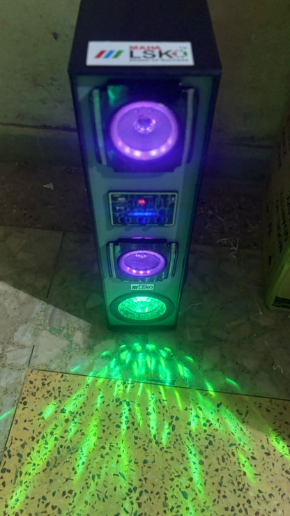 Maha LSKO DJ Mini 30000W PMPO Tower Speaker with TWS, Disco LED Lights & HI-FI Bass