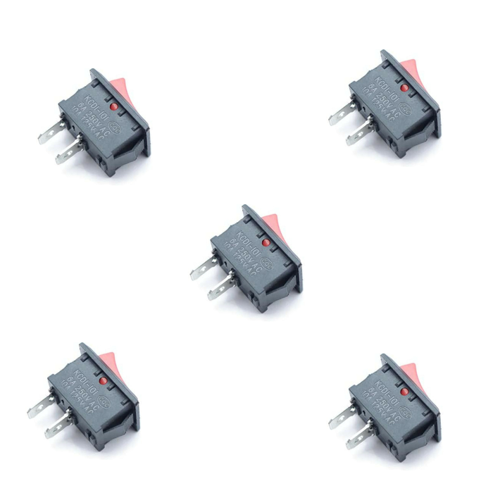 Rocker Switch Mini On Off SPST 2 Pin (Pack of 5)