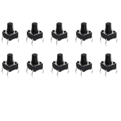 4-Pins DIP Momentary Square Tactile Push Button Switch 10 Pieces - 6x6x8mm