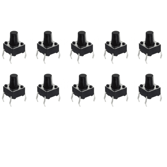 4-Pins DIP Momentary Square Tactile Push Button Switch 10 Pieces - 6x6x8mm