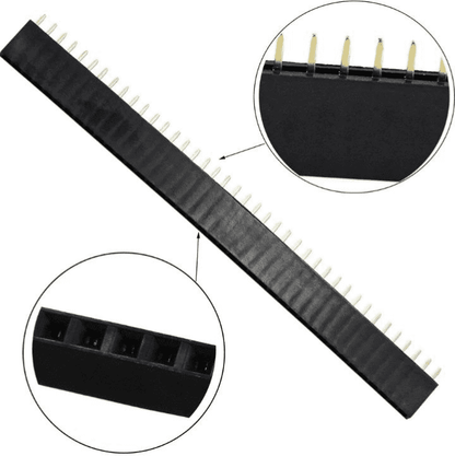 40x1 Pin 2.54mm Straight Female Pin Berg Strip (Pack of 50)