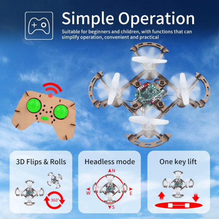 GKFESCC RC DIY Wooden Drone Kit for Kids for Ages 5-10+