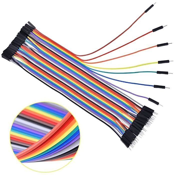Male to Female Jumper Wires (20cm) 40pcs – High-quality jumper wires for DIY circuits. Electronic Components - Robocraze