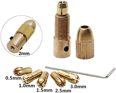 RS-555 Motor Drill Chuck 0.5-3MM Brass Mini Drill Chuck Set Compatible with Rotary Tools 5pcs Precision Collet for DIY PCB ABS Plastic Metal Drilling Rduino UNO Projects