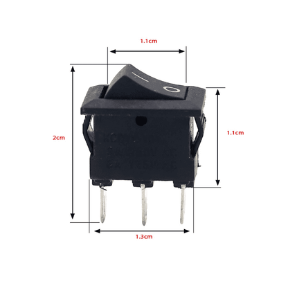 6 A 250V 3 pin SPDT ON-OFF Rocker Switch (JL MRS 102 BK)