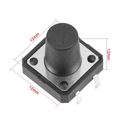 4-Pins DIP Momentary Square Tactile Push Button Switch 5 Pieces - 12x12x12mm