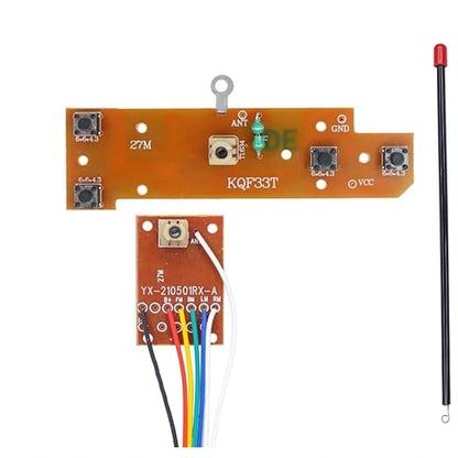 4CH RC Remote Control Transmitter & Receiver Kit | 27MHz Radio System with Antenna | Long Range DIY RC Toy Car, Boat & Truck Electronics (1 Pack)