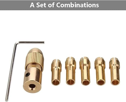 RS-555 Motor Drill Chuck 0.5-3MM Brass Mini Drill Chuck Set Compatible with Rotary Tools 5pcs Precision Collet for DIY PCB ABS Plastic Metal Drilling Rduino UNO Projects