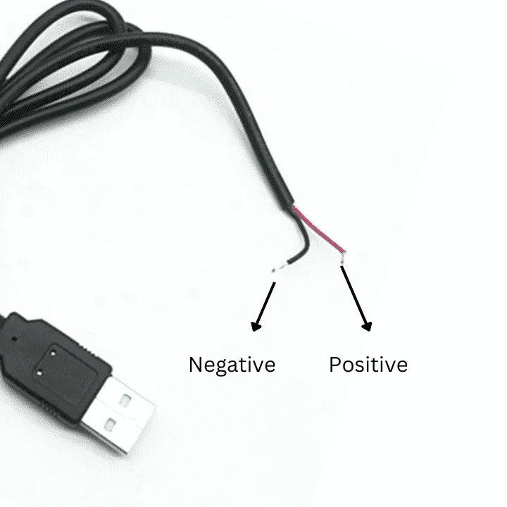 One-Sided Micro USB To USB Power Cable 2.0 2-Pin Wire (1 Meter)