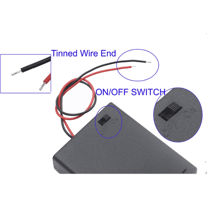 4 x 1.5V AA battery holder with cover and On/Off Switch