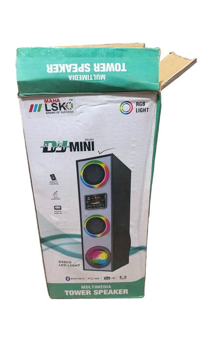 Maha LSKO DJ Mini 30000W PMPO Tower Speaker with TWS, Disco LED Lights & HI-FI Bass