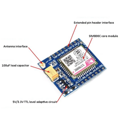 SIM800C GSM Module – SIM800C GSM Module with GPRS, SMS & voice for IoT projects. -Robocraze