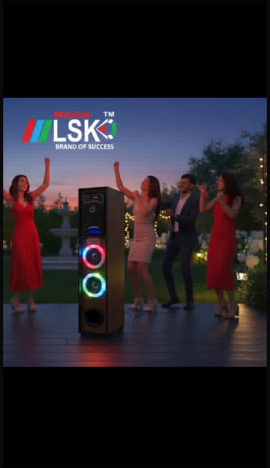 Maha LSK BIG BLASTER Bluetooth Power Speaker - Multimedia Tower with Dual 5" Woofers and RGB Lights