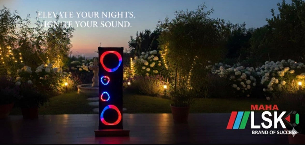 MAHA LSK GABBAR 2.1 Hi-Fi Floor Standing Multimedia Speaker System with Dual 8" Woofers and RGB Lights