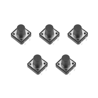 4-Pins DIP Momentary Square Tactile Push Button Switch 5 Pieces - 12x12x12mm