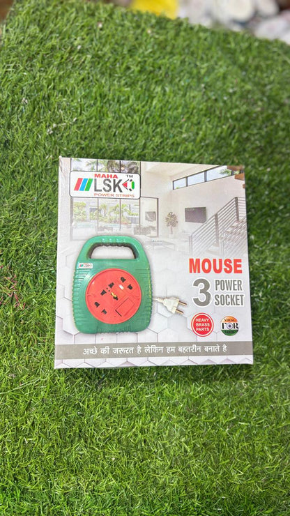 LSK MAHA™ MOUSE 3-Power Socket Heavy Duty Extension Board / Power Strip