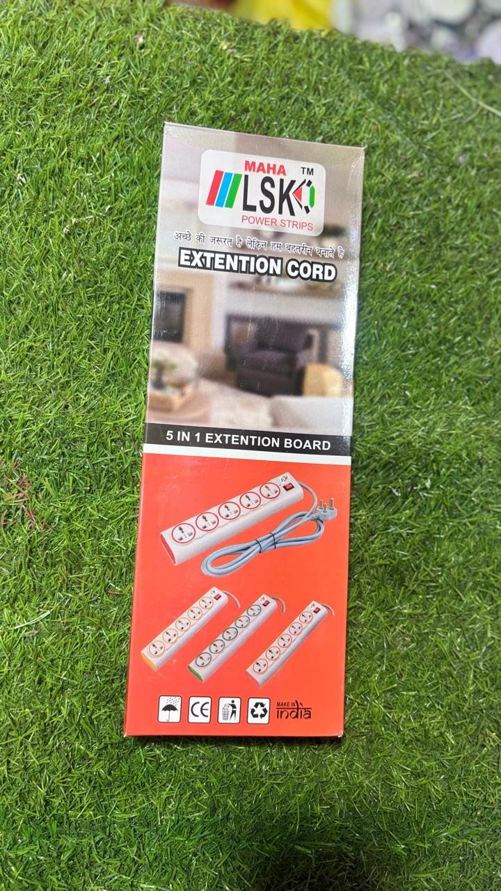 LSK MAHA™ 5-in-1 Universal Power Strip | 6A 240V Heavy Duty Extension Cord with Short-Circuit Protection