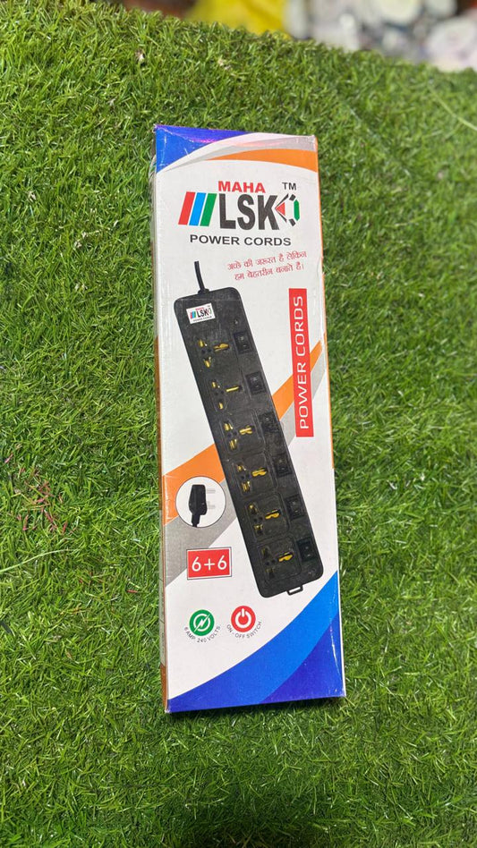 LSK MAHA™ 6-Socket Power Cord | Heavy Duty Extension Strip with Individual ON/OFF Switches | 6 Amp 240V