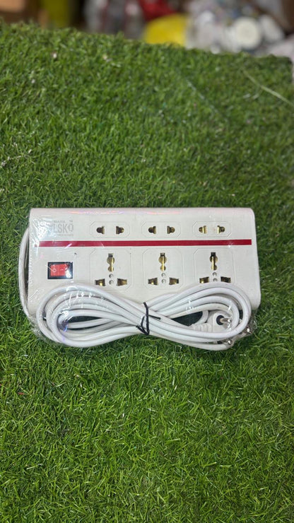 LSK MAHA™ 6-in-1 Universal Power Strip | Heavy Duty 6 Socket Extension Board with Master Switch