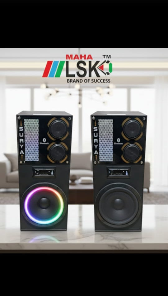 MAHA LSK GABBAR 2.1 Hi-Fi Floor Standing Speaker System with Dual 8" Woofers, Bluetooth & BIG BASS