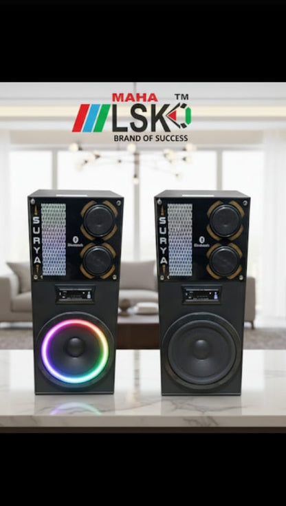 MAHA LSK GABBAR 2.1 Hi-Fi Floor Standing Speaker System with Dual 8" Woofers, Bluetooth & BIG BASS