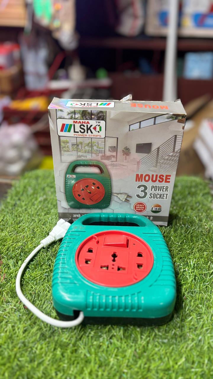 LSK MAHA™ MOUSE 3-Power Socket Heavy Duty Extension Board / Power Strip