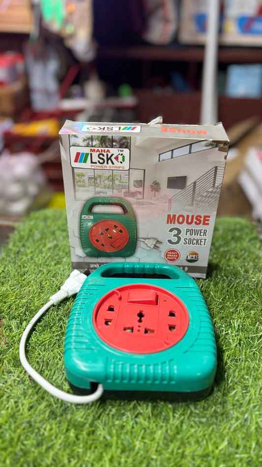 LSK MAHA™ MOUSE 3-Power Socket Heavy Duty Extension Board / Power Strip