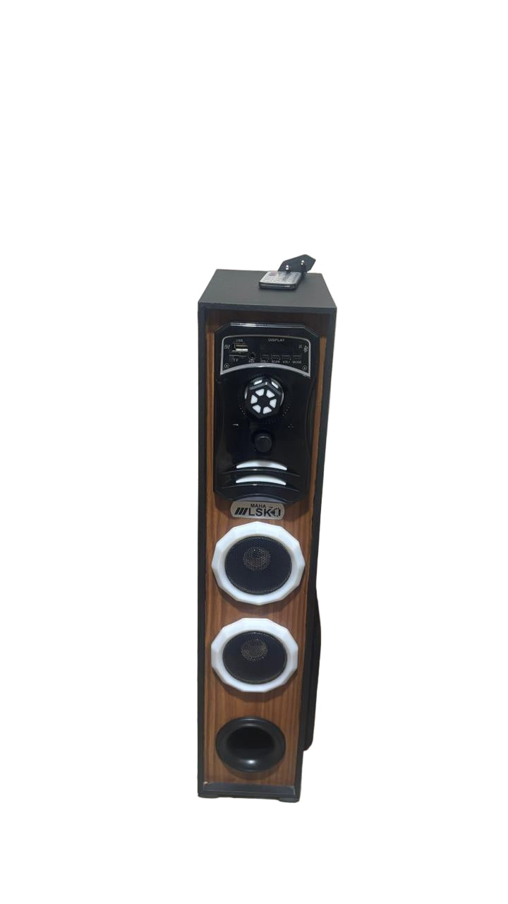 Maha LSK BIG BLASTER Bluetooth Tower Speaker - Wood Finish, Dual 5" Woofers, & Dynamic RGB Lights