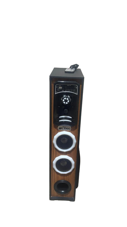 Maha LSK BIG BLASTER Bluetooth Tower Speaker - Wood Finish, Dual 5" Woofers, & Dynamic RGB Lights