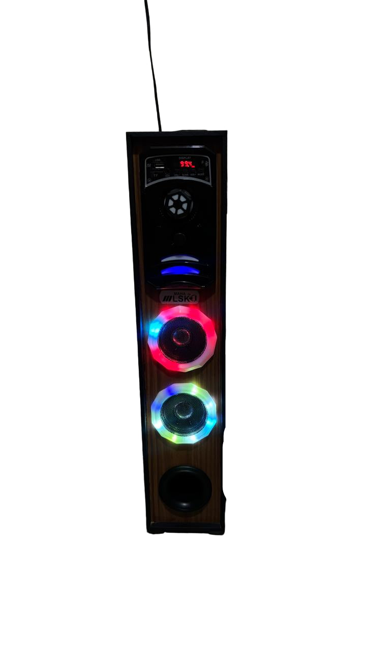 Maha LSK BIG BLASTER Bluetooth Tower Speaker - Wood Finish, Dual 5" Woofers, & Dynamic RGB Lights