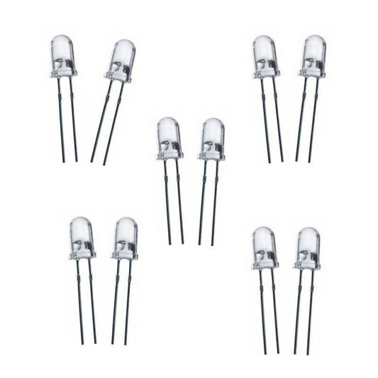 3mm White Red LED (Pack of 10)